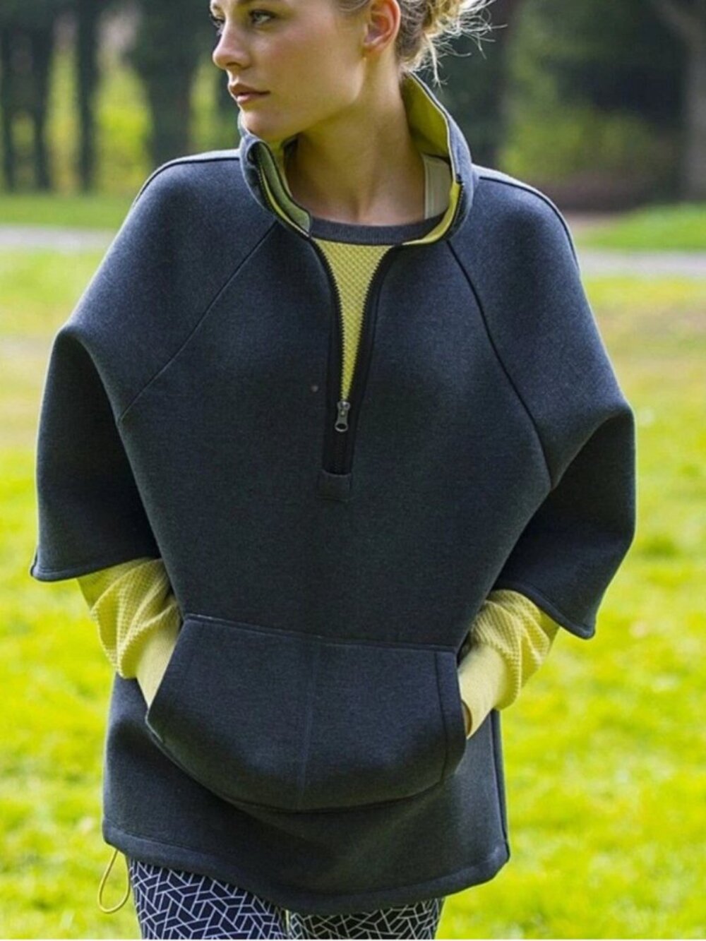 Sweaty Betty Uplift Luxe Cape Neoprene Scuba Gray Size Small